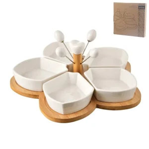 Miska servírovací porcelán/bambus s napichovátky WHITELINE Nejlepší Volba