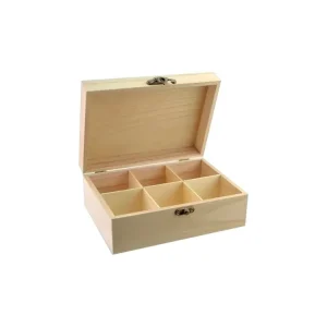 Box na čaj dřevo 6 přihrádek NATURAL Výhodná Nabídka
