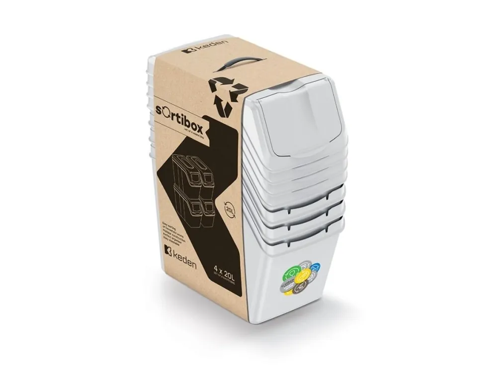 Sleva Koš odpadkový tříděný odpad 4x20L SORTIBOX popelavě šedá