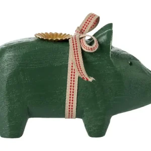 Dřevěný svícen prasátko Piggy Dark Green Small Horká Nabídka