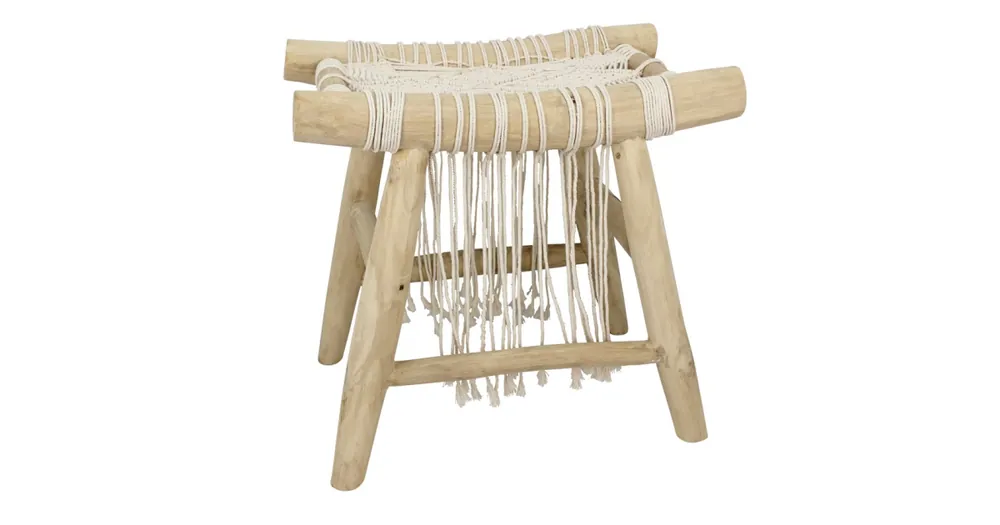 Macrame stolička z teakového dreva Víkendová Akce