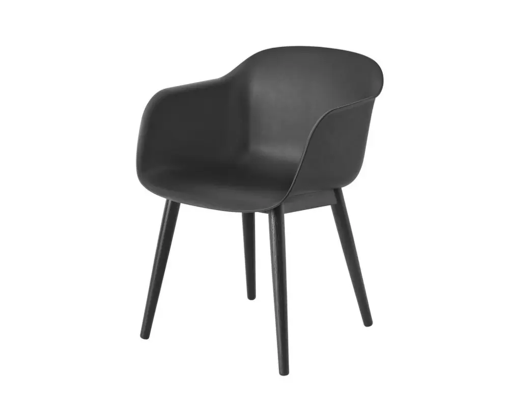 Koupit Online Židle Fiber Armchair Wood Base, black