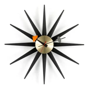 Hodiny Sunburst Clock, black/brass Nízká Cena