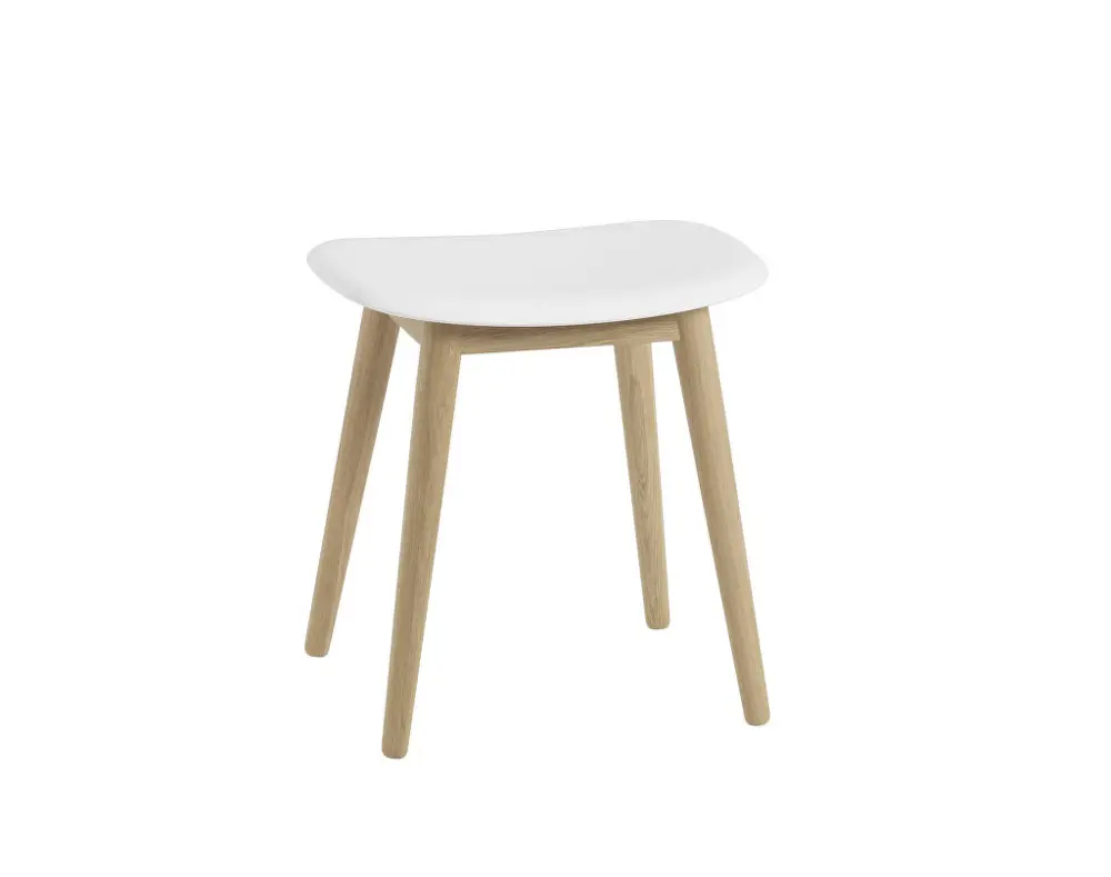 Stolička Fiber Stool Wood Base, natural white/oak Super Cena