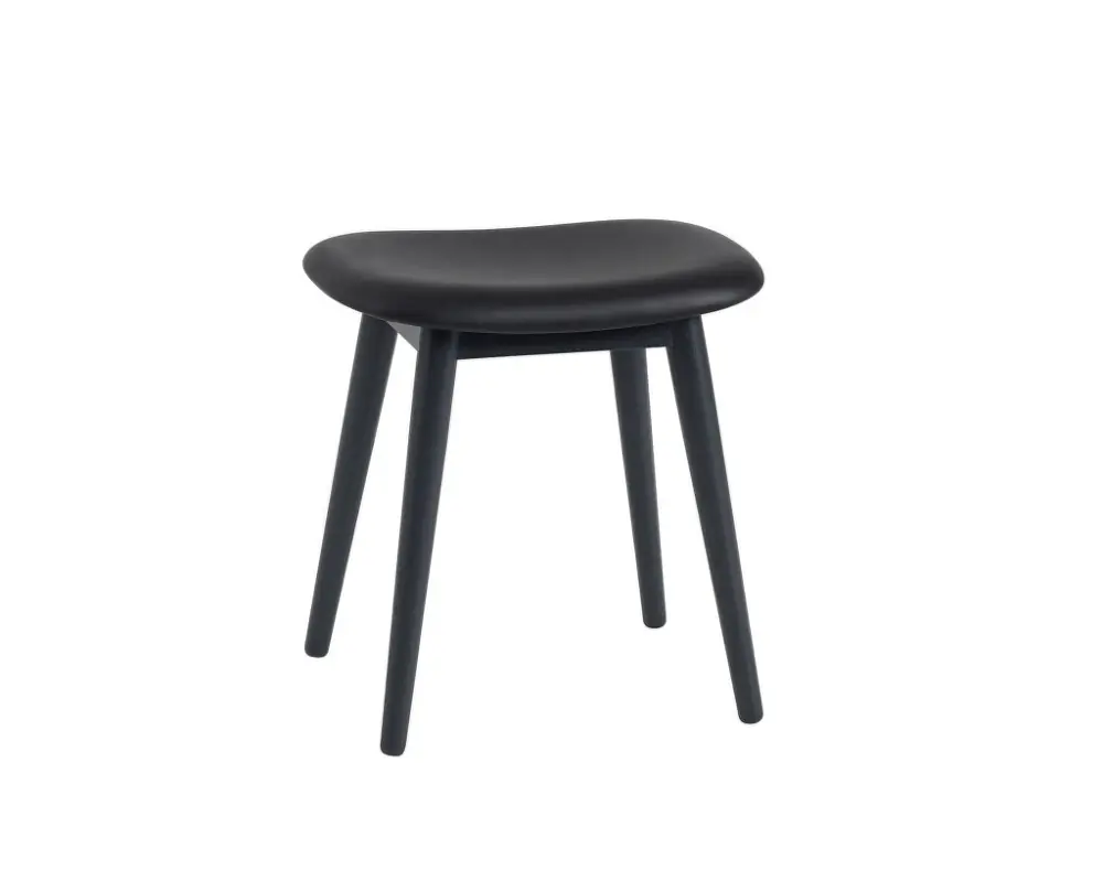 Koupit Online Stolička Fiber Stool Wood Base, black leather