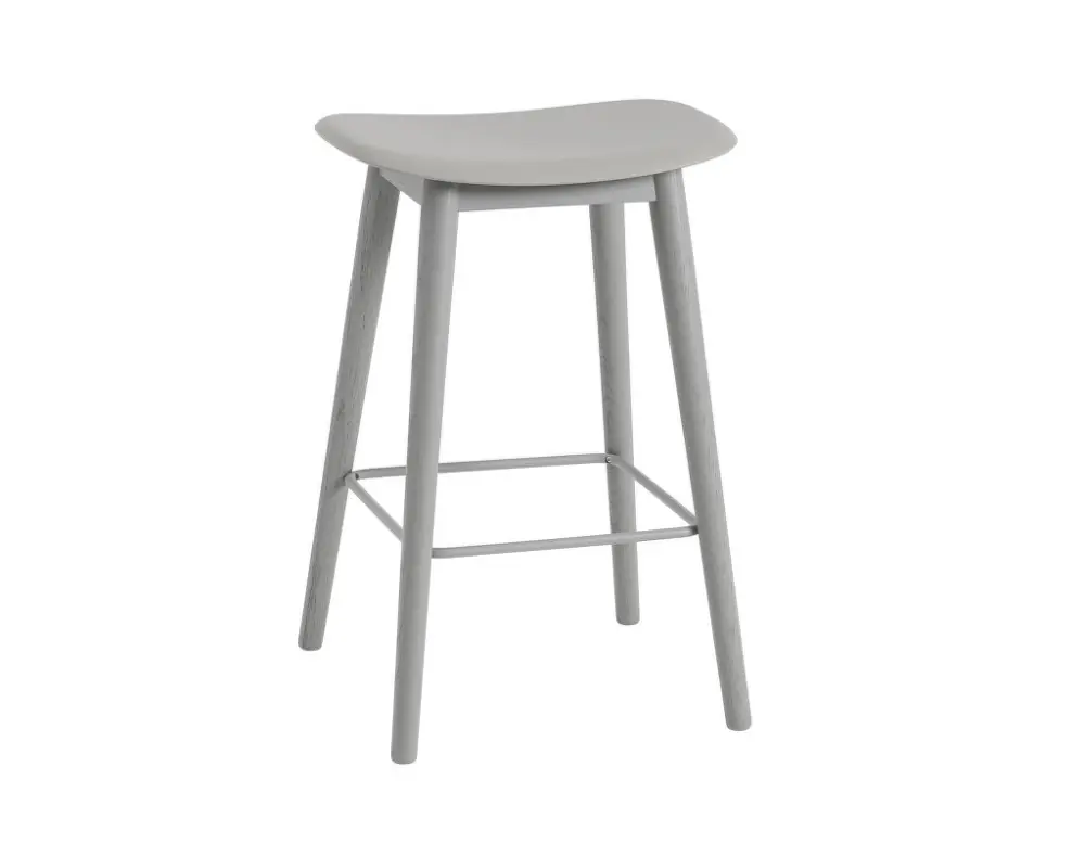 Barová stolička Fiber Stool 65cm Wood Base, grey Top Prodej