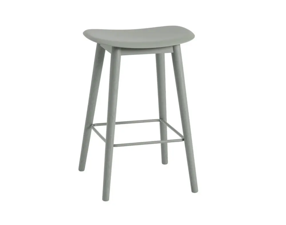 Barová stolička Fiber Stool 65cm Wood Base, dusty green Akční Nabídka