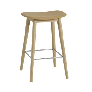 Barová stolička Fiber Stool 65cm Wood Base, ochre Vrácení Zdarma