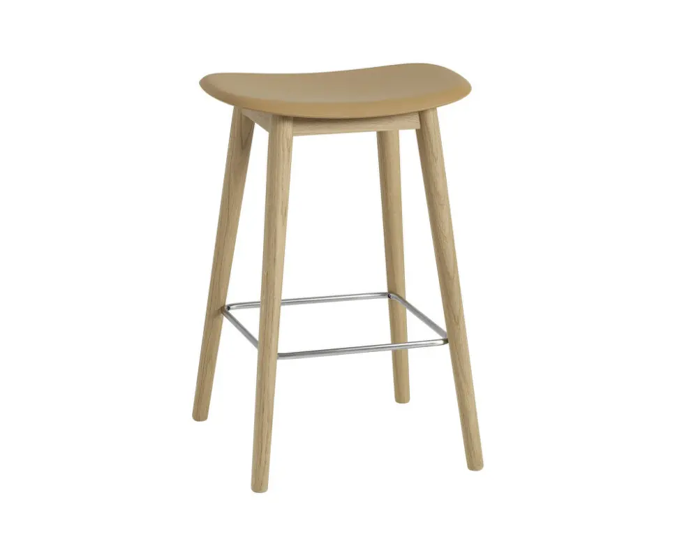 Barová stolička Fiber Stool 65cm Wood Base, ochre Vrácení Zdarma