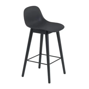 Jen Po Omezenou Doba Barová stolička Fiber Stool 65cm s opěrkou, Wood base, black