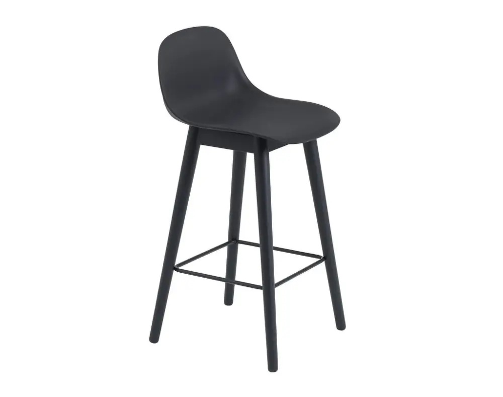 Jen Po Omezenou Doba Barová stolička Fiber Stool 65cm s opěrkou, Wood base, black
