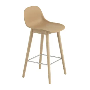 Oblíbený Barová stolička Fiber Stool 65cm s opěrkou, Wood Base, ochre