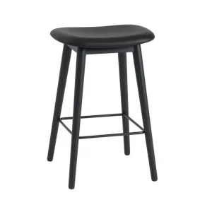 Barová stolička Fiber 65cm Wood Base, black leather Poslední Šance