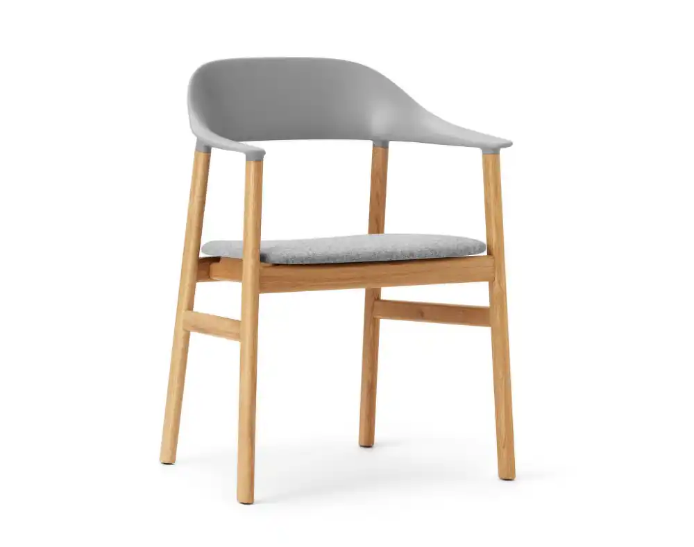 Židle Herit Armchair Oak čalouněná, grey Originální
