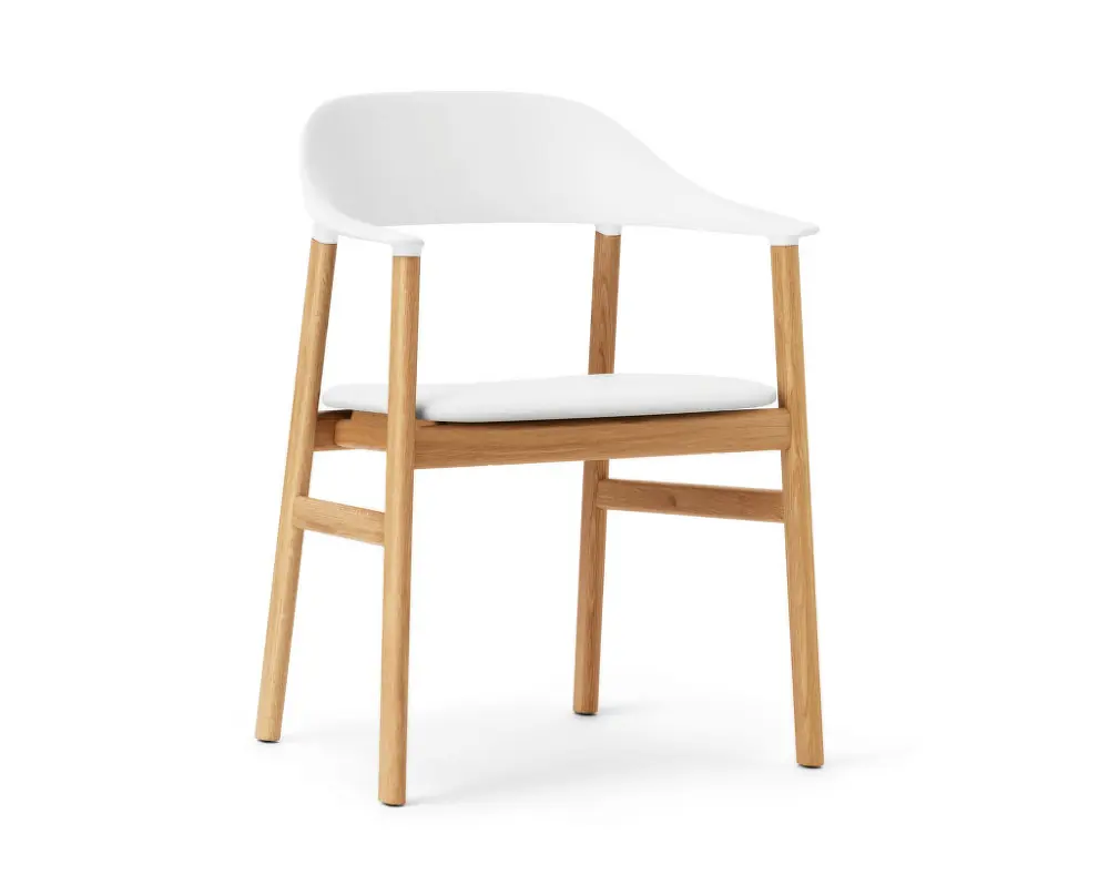 Židle Herit Armchair Oak Leather, white Zlevněný