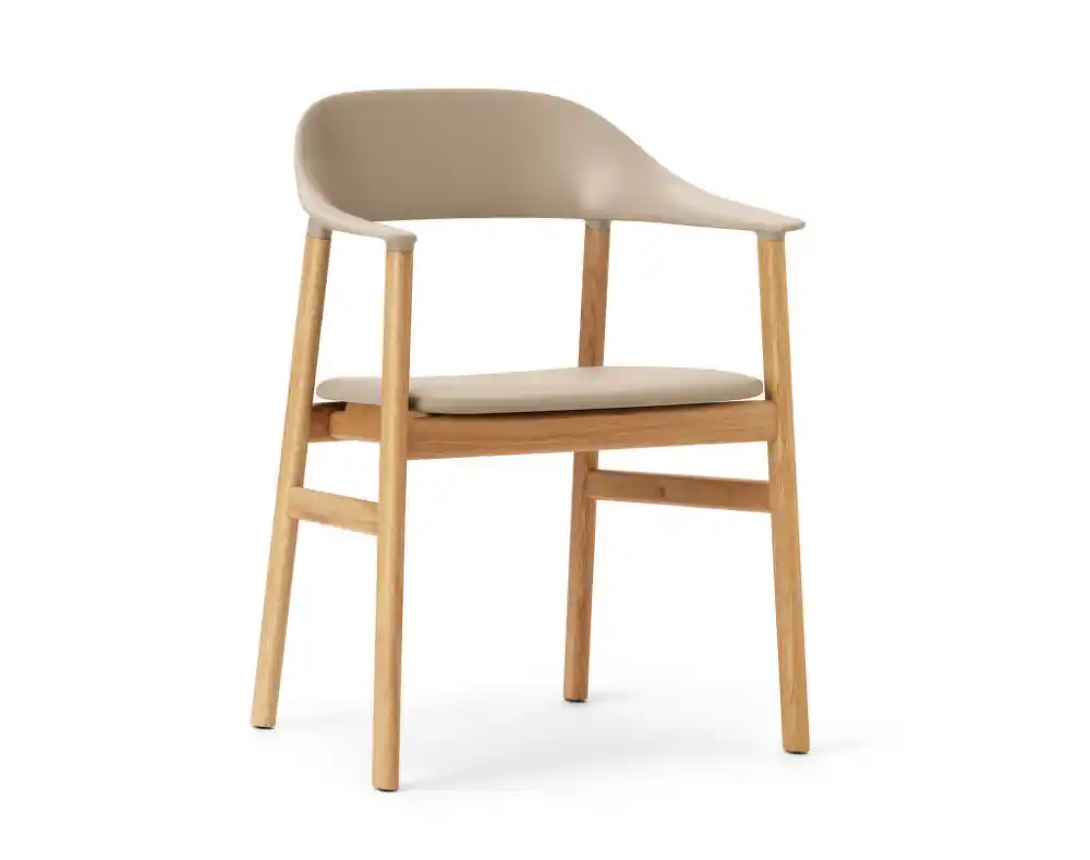 Oblíbený Židle Herit Armchair Oak Leather, sand