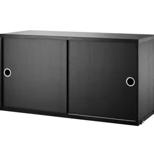 Akční Nabídka Komoda String Cabinet With Sliding Doors 78 x 30, black ash