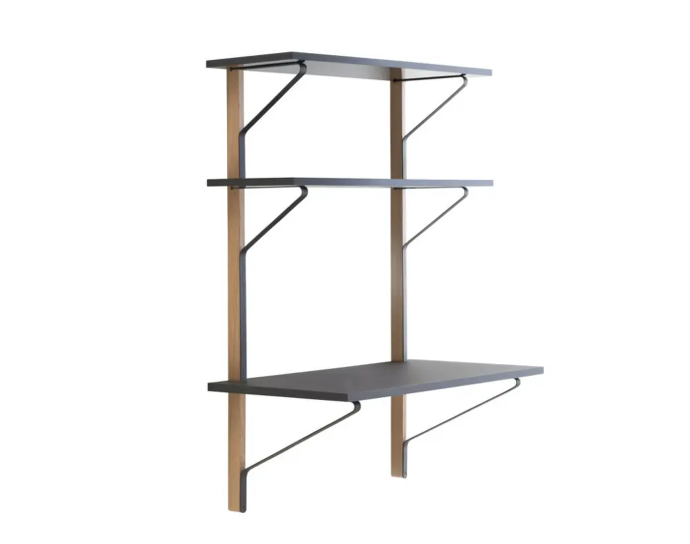 Značkový Policový systém Kaari Wall Shelf with Desk, black oak