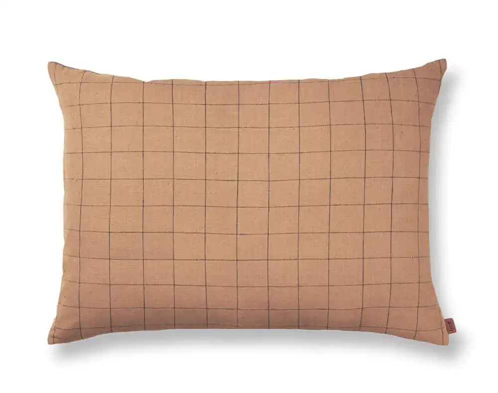 Levný Polštář Brown Cotton Grid Large