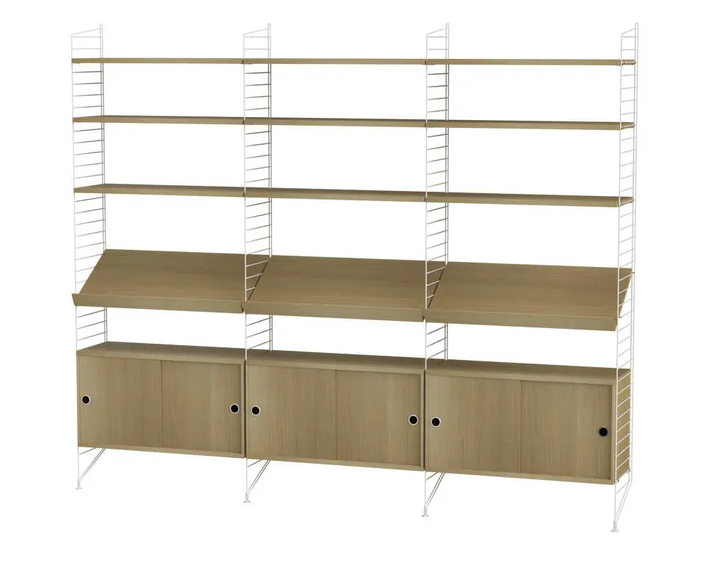 Policová sestava String Living Room G, oak/white Nakupujte Hned