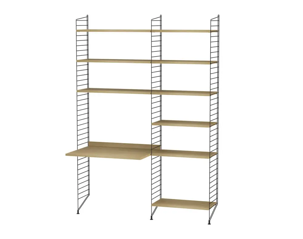 Policová sestava String Workspace B, oak/black Přímo Od Výrobce
