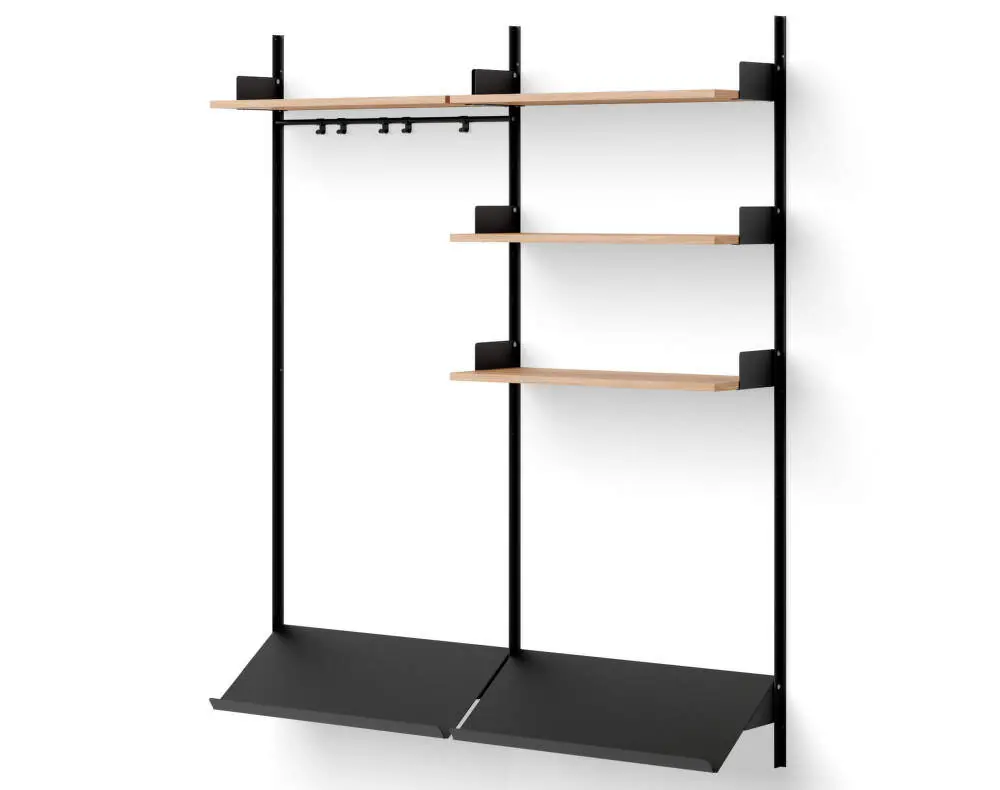 Policová sestava Wardrobe Shelf 3, oak/black Originální