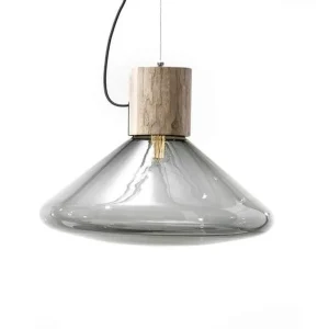 Nová Kolekce Závěsná lampa Muffins WOOD 05P PC865, smoke grey / natural waxed oak