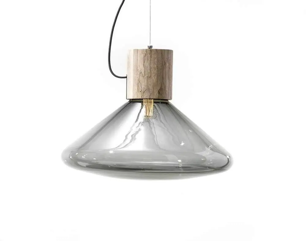Nová Kolekce Závěsná lampa Muffins WOOD 05P PC865, smoke grey / natural waxed oak