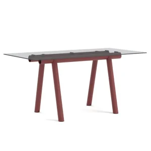 Vysoký stůl Boa 220x110x105 cm, barn red / clear glass Speciální Cena