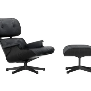 Hit Sezóny Eames Lounge Chair & Ottoman Chestnut Black, Leather Premium F66 nero