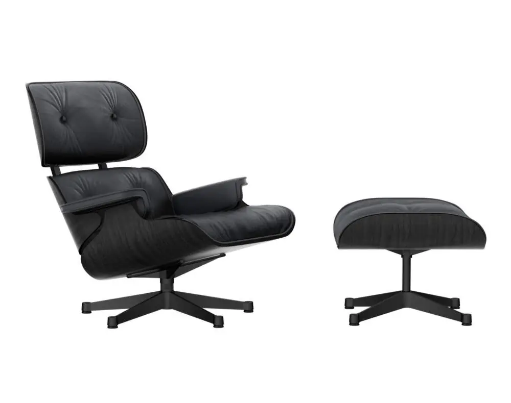 Hit Sezóny Eames Lounge Chair & Ottoman Chestnut Black, Leather Premium F66 nero