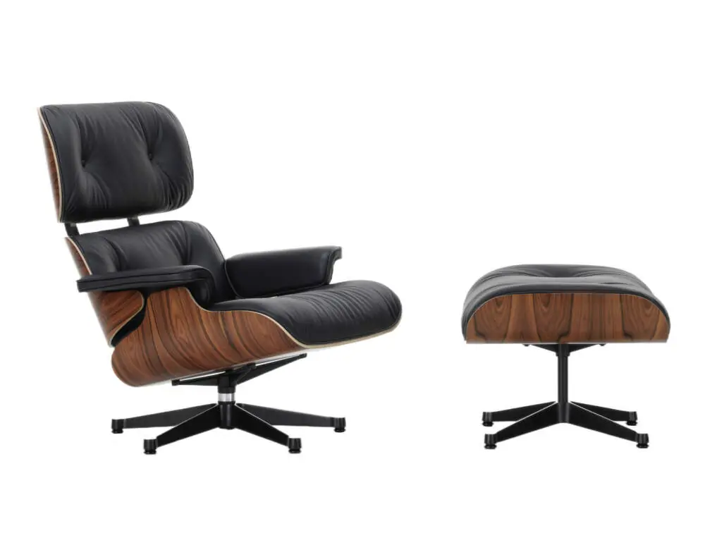 Poslední Šance Eames Lounge Chair & Ottoman Santos Palisander, Leather Premium F66 nero