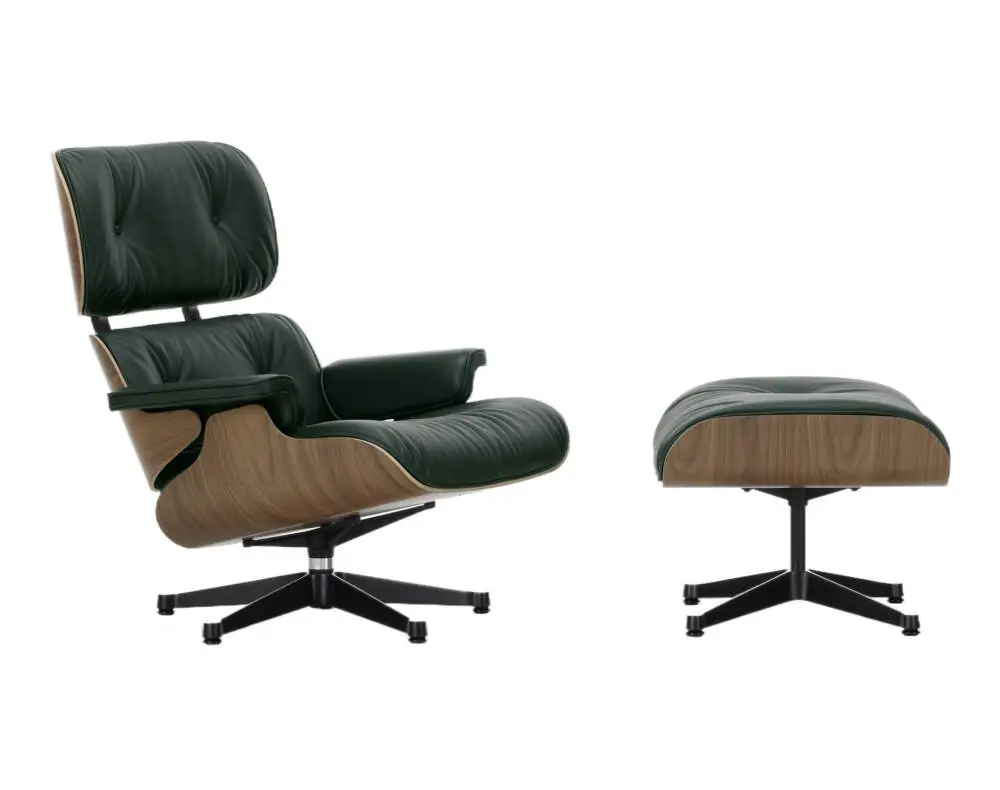 Levný Eames Lounge Chair & Ottoman Walnut Natural, Leather Premium F59 jade