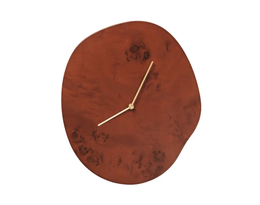 Hodiny Melt, dark stained burl Novinka