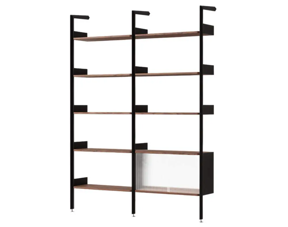 Policová sestava Rombe Konfigurace C, anthracite/lacquered walnut Akční Nabídka