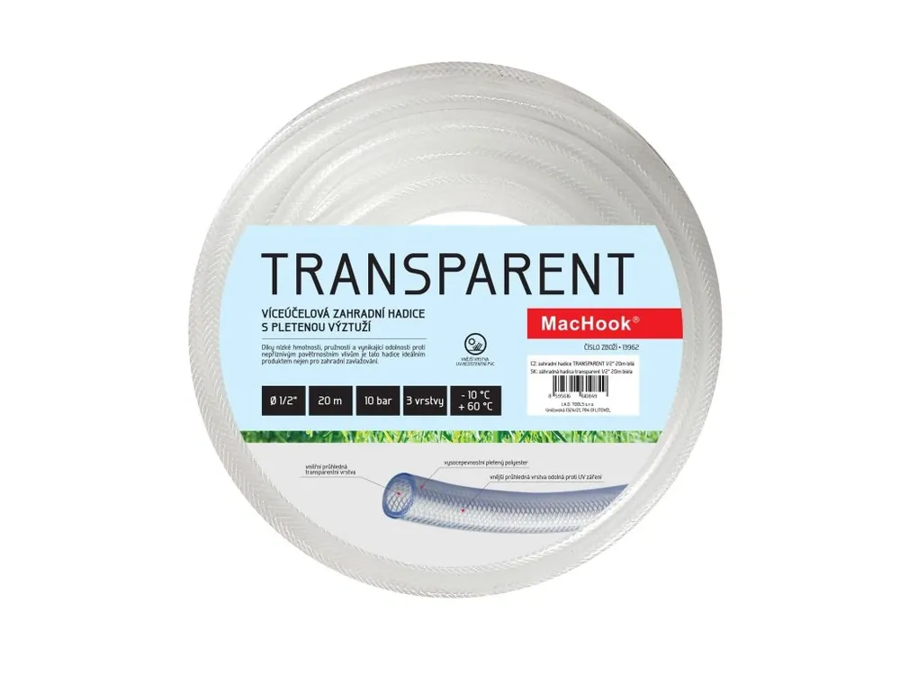 Výprodej Zahradní hadice TRANSPARENT 1/2 20 m bílá