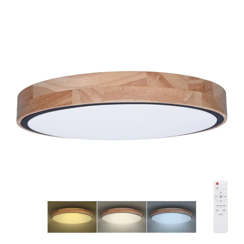Rychlé Dodání LED Stmívatelné stropní svítidlo IRON OAK LED/48W/230V 3000-6500K dub pr. 40 cm + dálkové ovládání