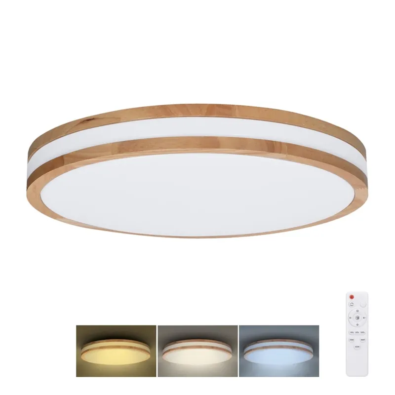LED Stmívatelné stropní svítidlo WOODY LED/60W/230V 3000-6500K dub pr. 50 cm + dálkové ovládání Výhodná Nabídka