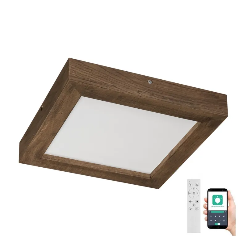 Omezená Nabídka Brilagi - LED Stmívatelné koupelnové stropní svítidlo WOODY FRAME LED/24W/230V dub ořech 30x30 cm 3000-6000K IP44 + dálkové ovládání