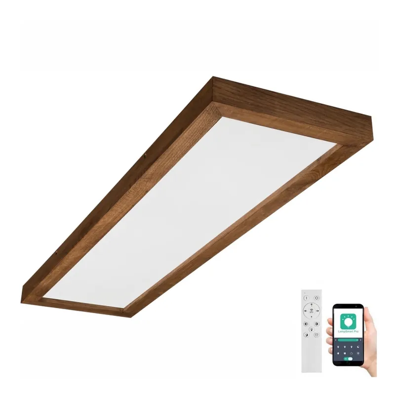 Oblíbený Brilagi - LED Stmívatelné koupelnové stropní svítidlo WOODY FRAME LED/50W/230V dub třešeň 120x30 cm 3000-6000K IP44 + dálkové ovládání