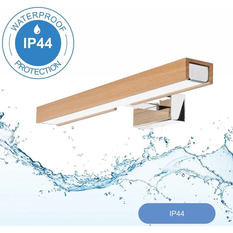 Brilagi - LED Koupelnové osvětlení zrcadla WOODY MIRROR LED/8W/230V 40 cm IP44 dub/lesklý chrom Tovární Cena
