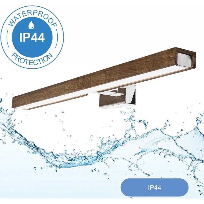 Brilagi - LED Koupelnové osvětlení zrcadla WOODY MIRROR LED/12W/230V 60 cm IP44 dub ořech/lesklý chrom Výhodná Nabídka