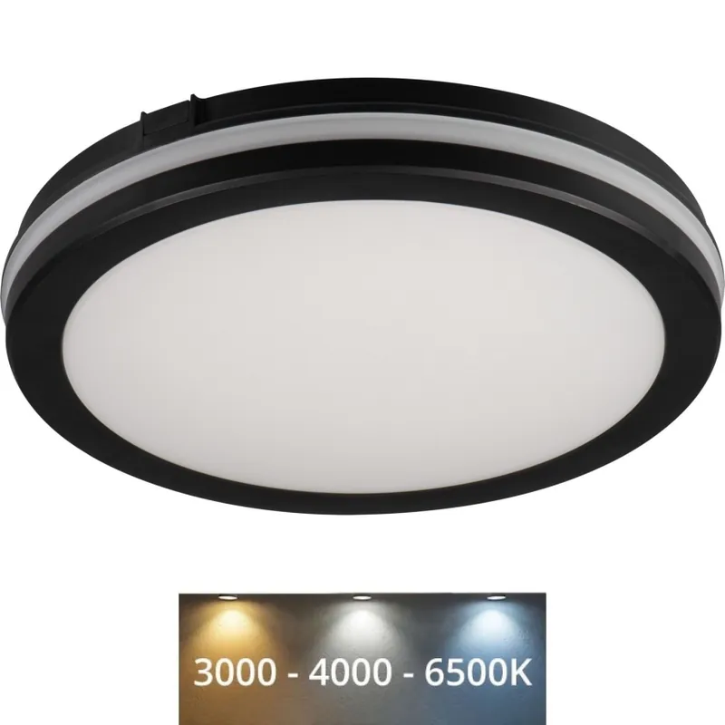 Omezená Nabídka LED Venkovní stropní svítidlo BENO ECO LED/12W/230V 3000/4000/6500K pr. 20 cm IP65 černá
