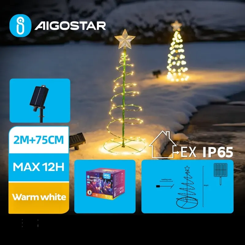 Aigostar - LED Solární vánoční dekorace LED/0,26W/3,7V 75cm IP65 teplá bílá Nejlepší Cena