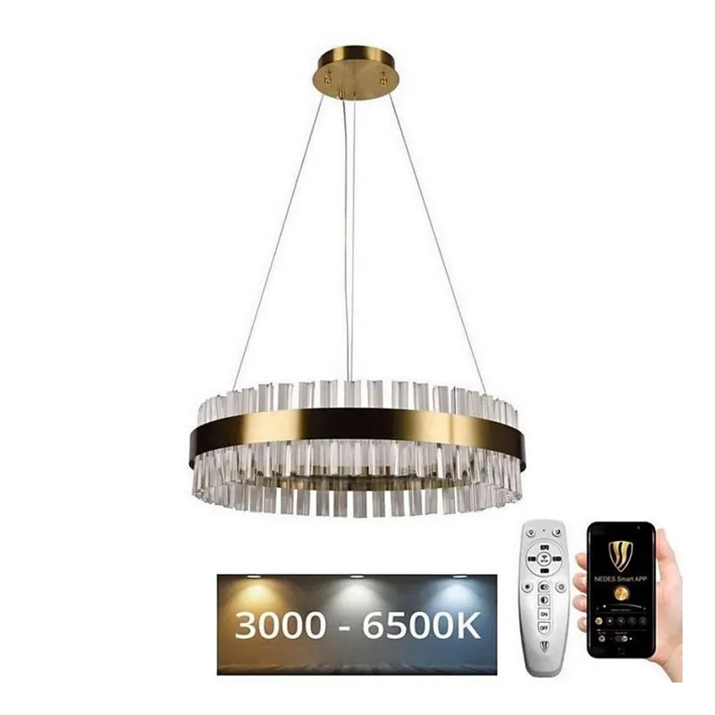 Víkendová Akce Brilagi - LED Stmívatelný křišťálový lustr na lanku HALO LED/40W/230V 3000-6500K pr. 60 cm + dálkové ovládání