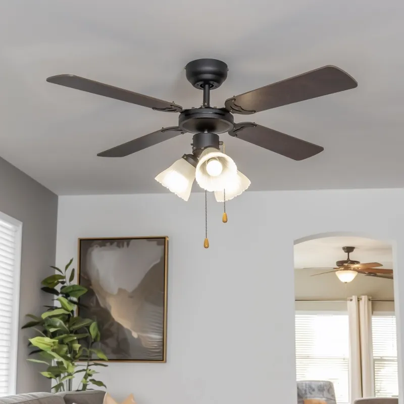 ZEVENTI - Stropní ventilátor ZURRIOLA 3xE27/60W/230V hnědá Vysoce Kvalitní