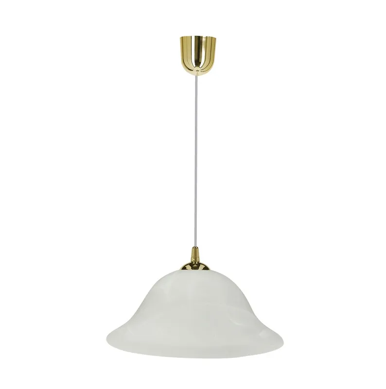 Lustr na lanku VERA 1xE27/60W/230V zlatá/bílá Nízká Cena