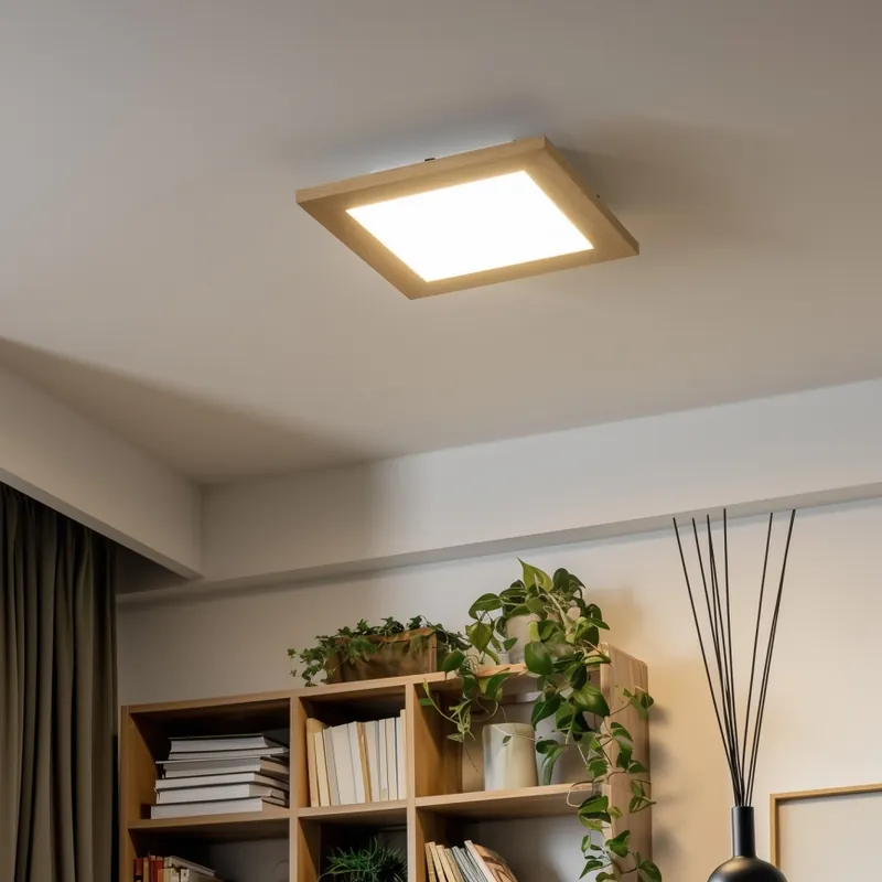 Akce Eglo - LED RGBW Stmívatelný přisazený panel SALOBRENA-C WOOD LED/16W/230V 2700-6500K 34x34 cm hnědá + dálkové ovládání