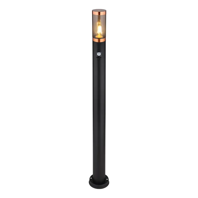 Přímo Od Výrobce Globo - Venkovní lampa se senzorem 1xE27/15W/230V IP44 110 cm černá/měď