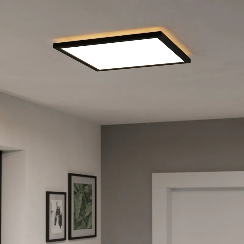 Sezónní Sleva Eglo - LED RGBW Stmívatelné koupelnové stropní svítidlo LED/17,6W/230V 2700-6500K 39x39 cm IP44 černá ZigBee